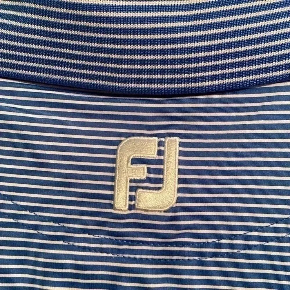 Footjoy XL blue and white stripe gold polo - like new - Picture 6 of 7